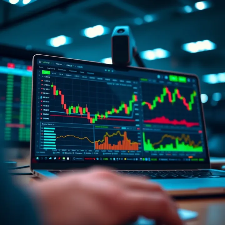 Illustration of secure online trading platform interface featuring charts and analytics