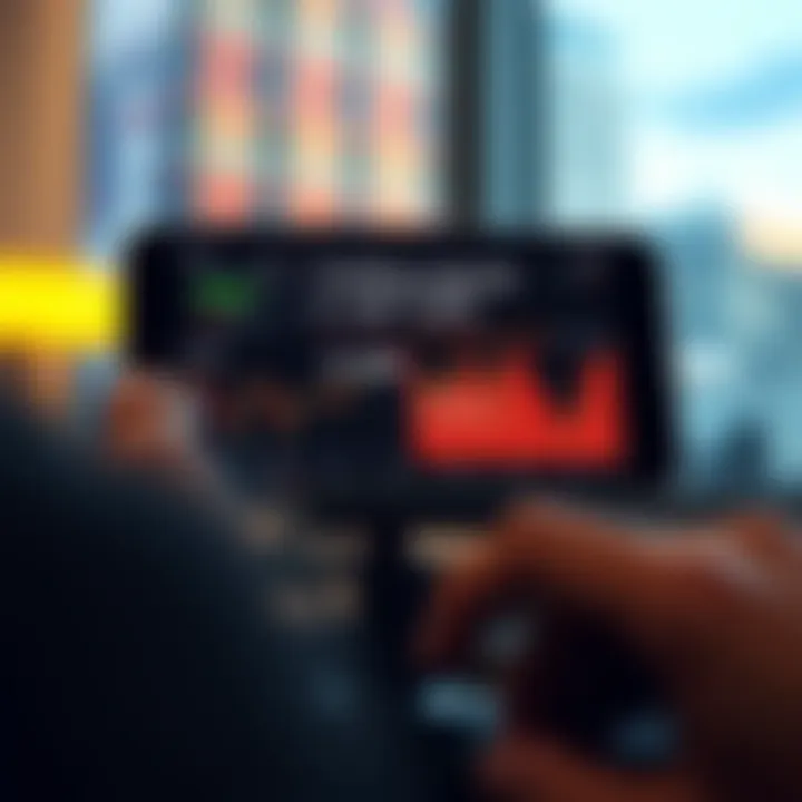 Mobile device displaying automated trading signals and investment portfolio overview
