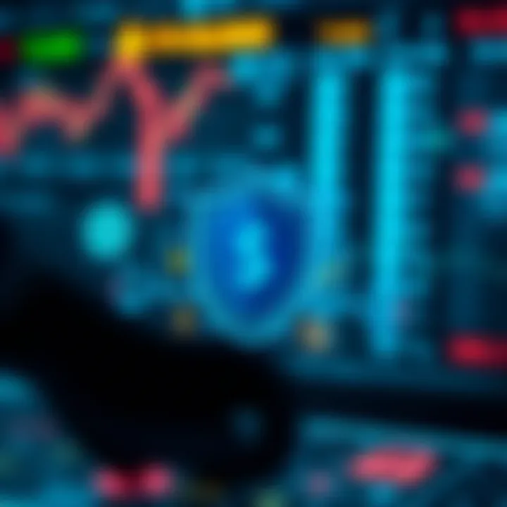 Illustration of secure digital transaction with shield and currency symbols