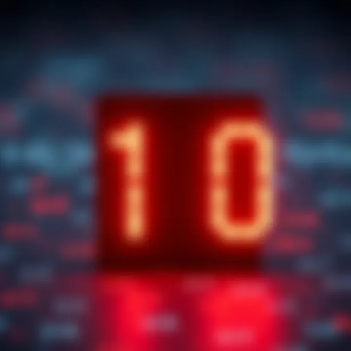 Binary Representation of the Decimal Number Ten Illustration of binary digits representing the decimal value ten