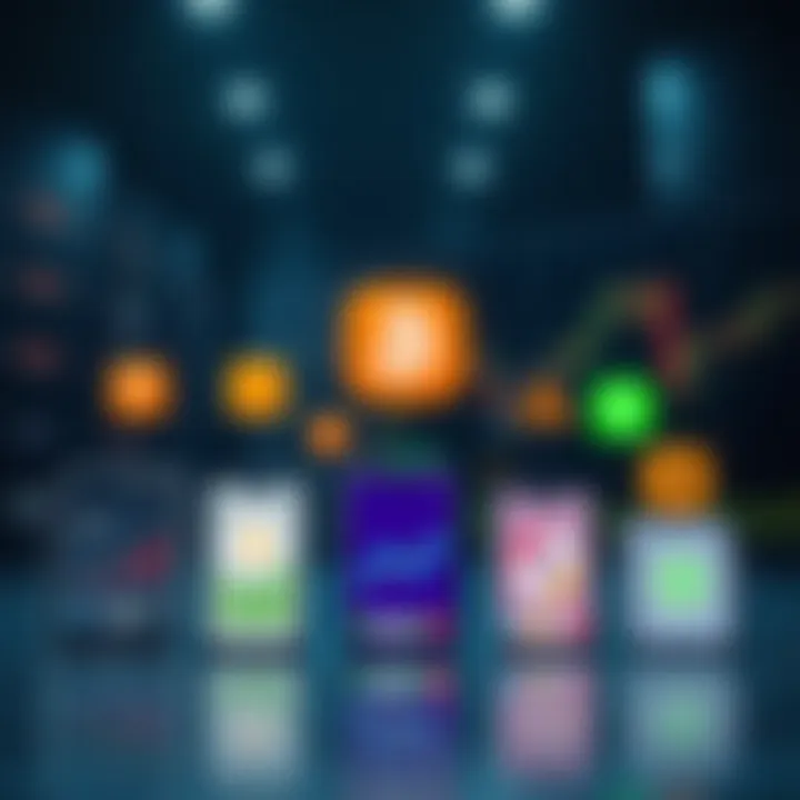 Illustration of various trading app icons symbolizing diverse features and low investment opportunities