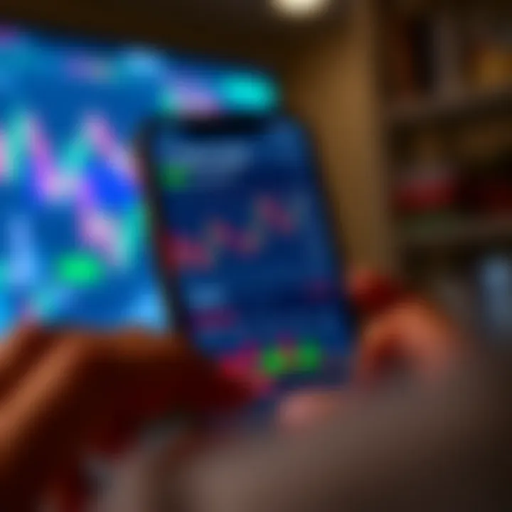 Features and Benefits of Top Trading Apps in India Mobile phone screen showing a trading app interface with charts and stock prices
