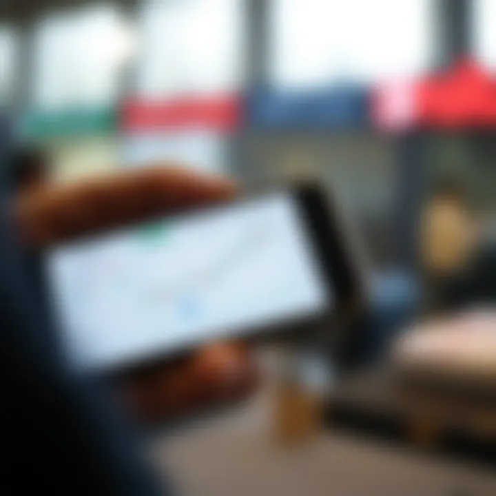 Smartphone displaying a trading app interface with stock graphs and brokerage fees comparison