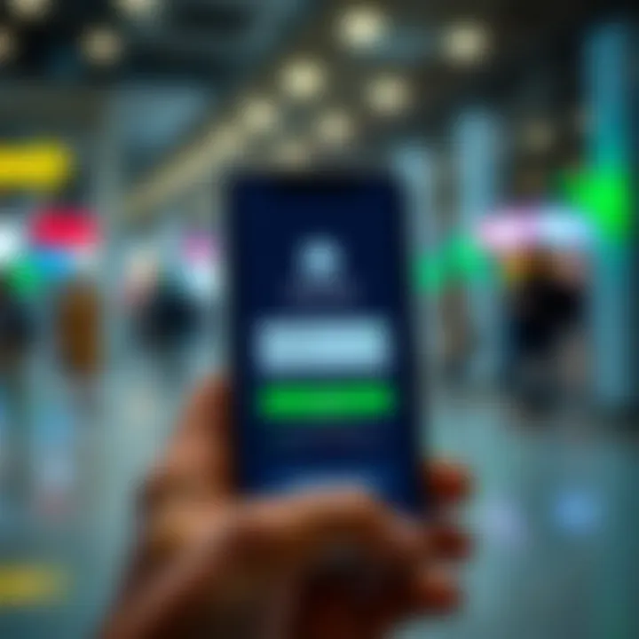 Mobile phone displaying stock market trading interface with secure login features