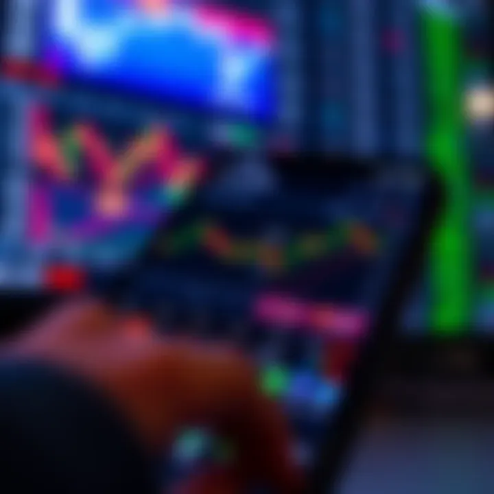 User interface of a trading app showing market trends and stock charts