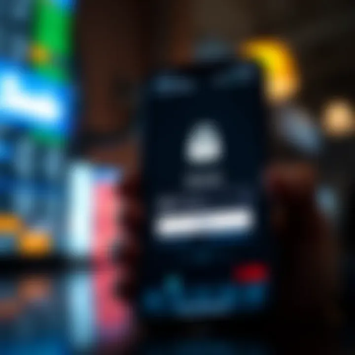 Secure login screen of a trading application emphasizing data protection and user authentication features