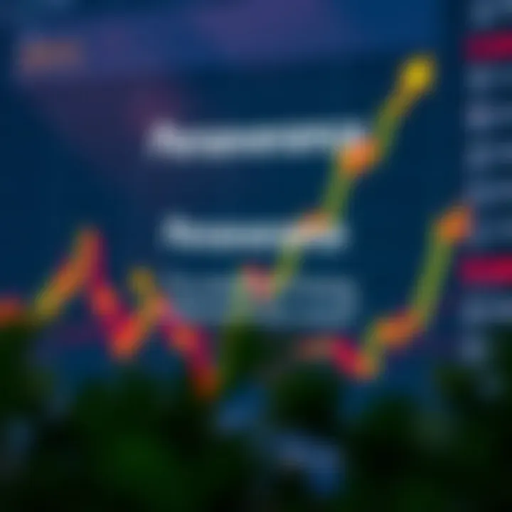 Chart displaying upward trend with forex trading symbols and motivational quote about perseverance