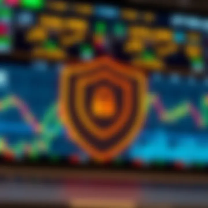 Illustration of a secure shield symbol overlaid on a digital currency exchange platform signifying safety and regulation