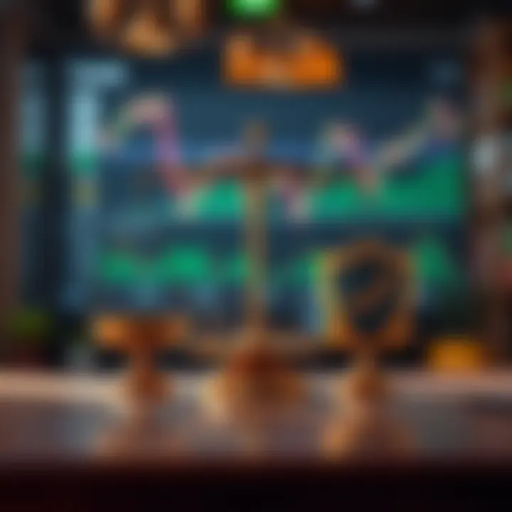 Conceptual illustration of risk management in intraday trading showing balanced scales and protective shields