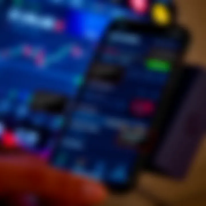 Mobile phone displaying an option trading app interface with key features highlighted for user experience and cost efficiency