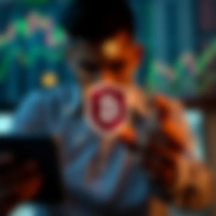 Visual Representation of Risk-Free Trading Opportunities Conceptual graphic illustrating risk-free trading with digital currency icons and shield symbol