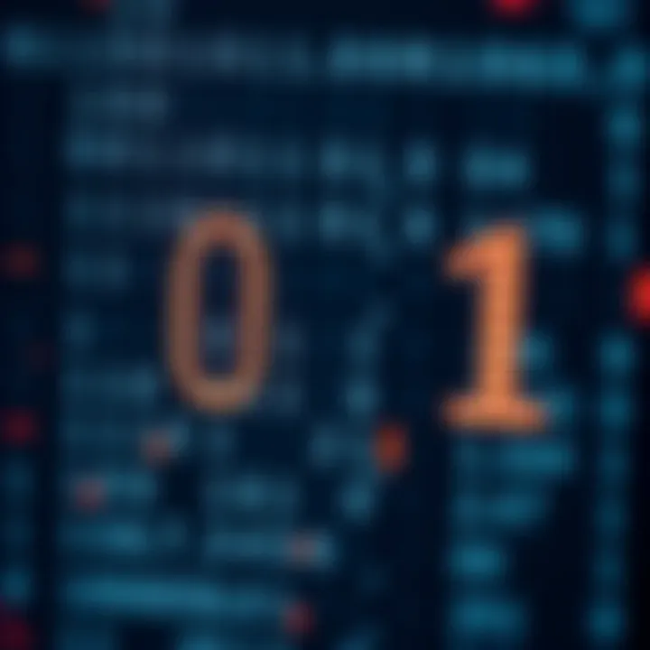 Binary Digits Representing Data in Computer Systems Diagram showing binary digits zero and one representing data in computer systems