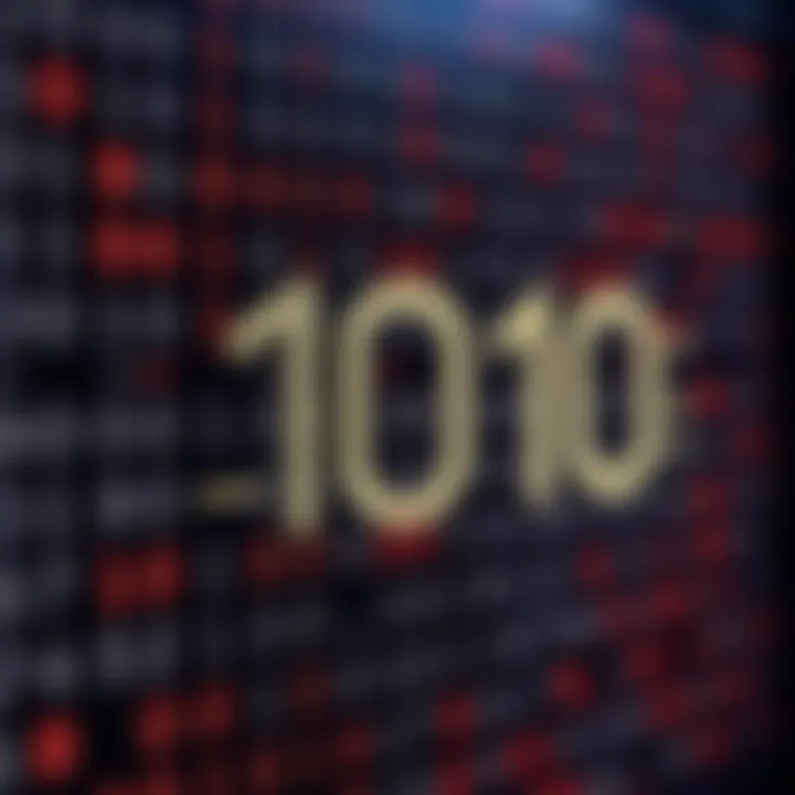 Diagram illustrating binary number system with zeros and ones representing digital data