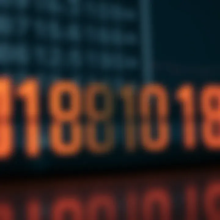 Visual representation of binary multiplication with binary digits aligned for calculation