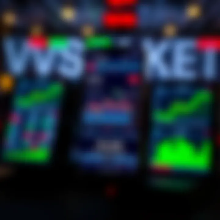 Smartphone displaying a trading application interface with market charts and data