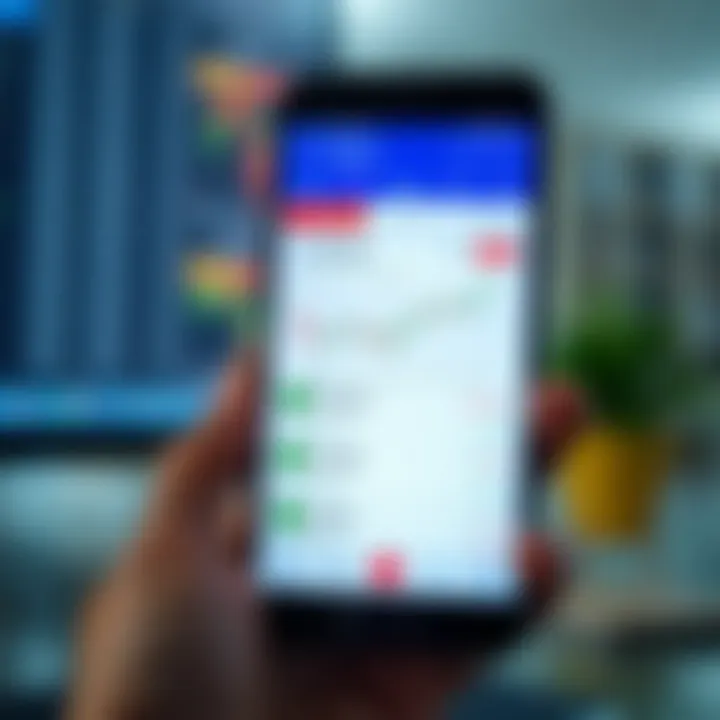 Mobile screen showing user interface of a virtual options trading app with charts and trading options