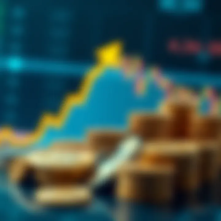 Stock Market Trading Without Initial Capital Concept Conceptual illustration of stock market trading without initial capital showing coins and upward graph