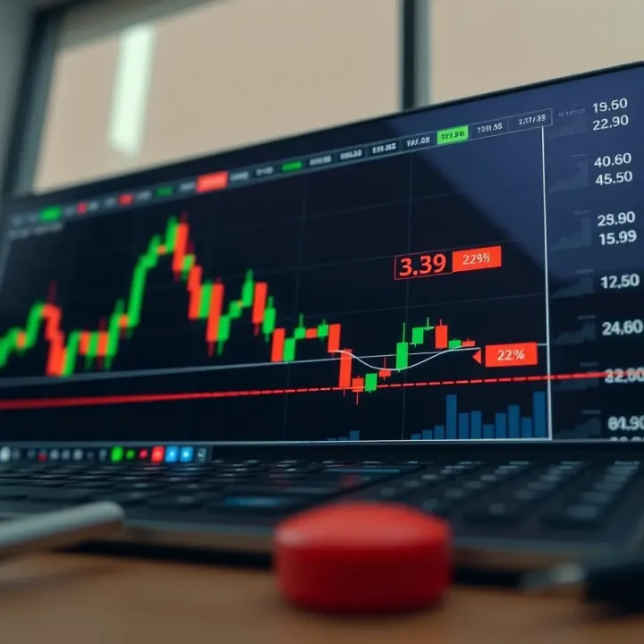 Bearish chart pattern showing downward market trend and key reversal signals