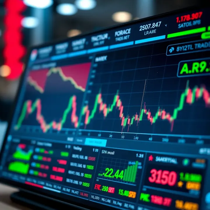 Screenshot of a forex trading application dashboard showing currency pairs and market trends