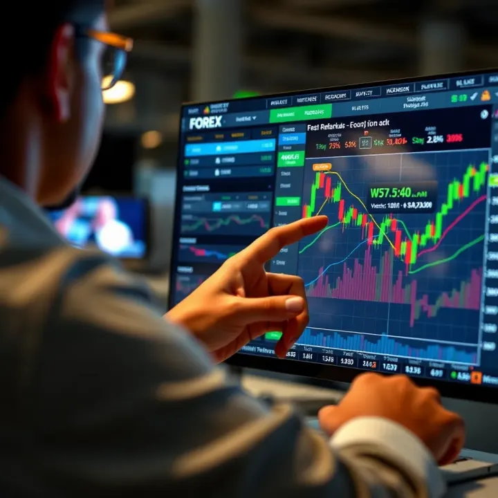 User interacting with a forex trading platform interface highlighting regulatory compliance and security features