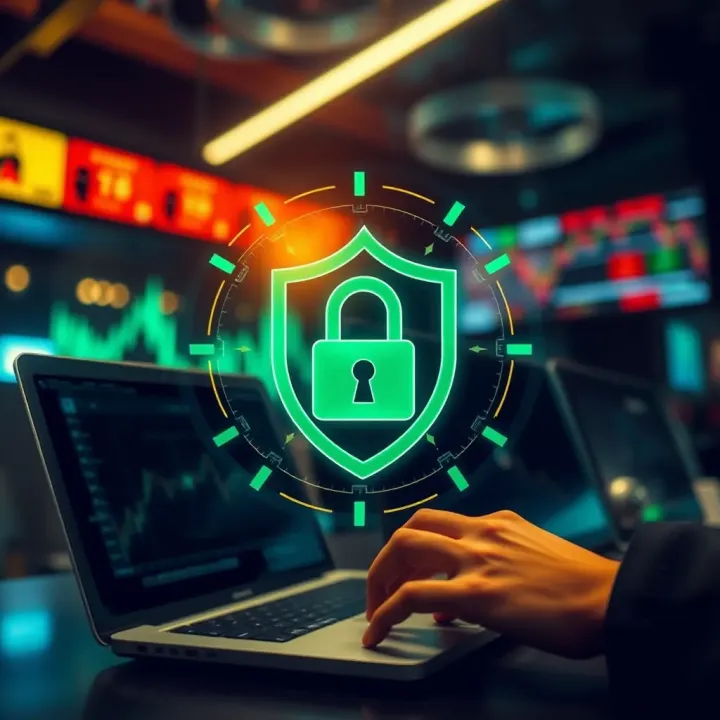 Digital Security Features for Safe Forex Trading Illustration of digital security measures protecting online forex trading activities