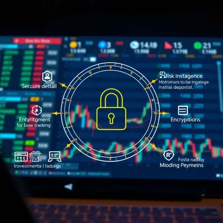 Secure trading environment illustration highlighting features like encryption and risk management for safe low investment trading
