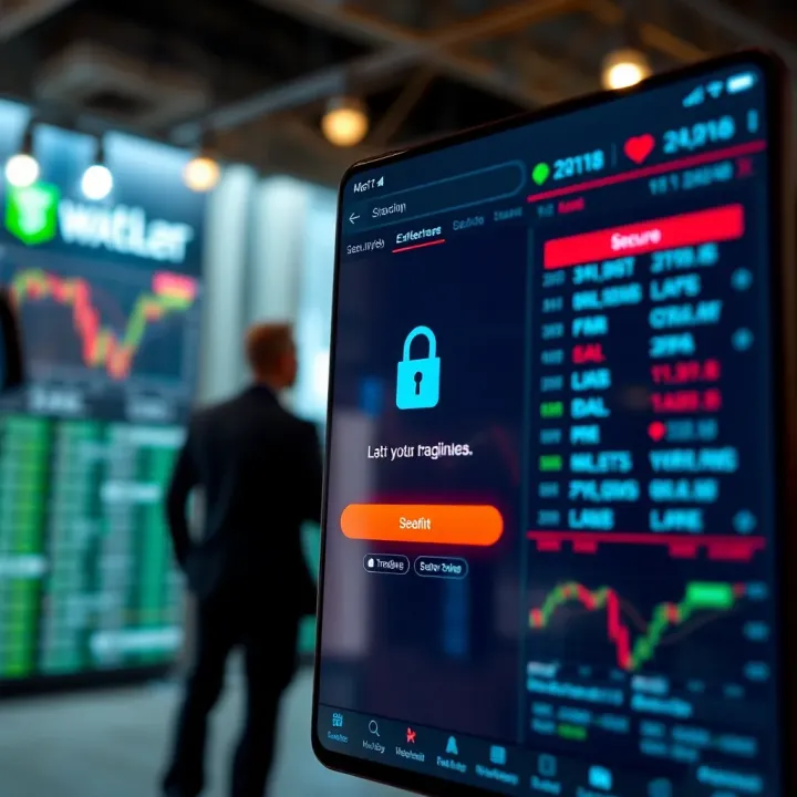 Secure login screen of a trading platform emphasizing data protection and user authentication