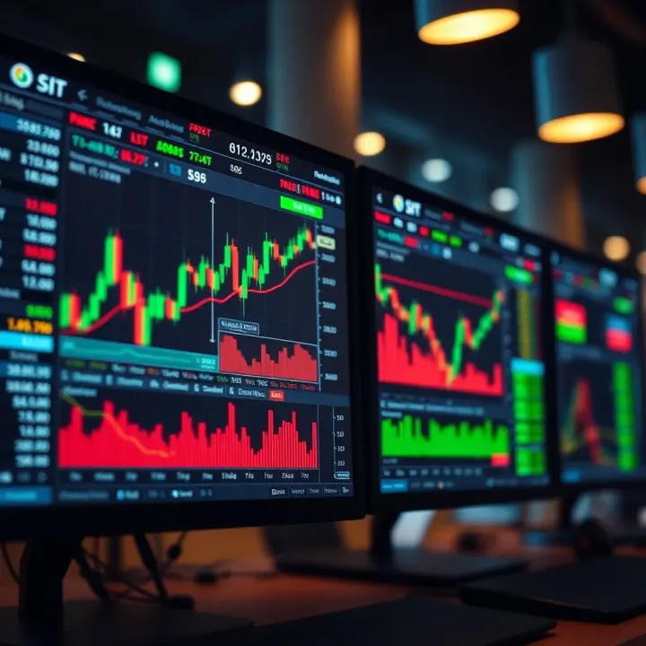 Screen displaying features of forex trading platforms with charts and data