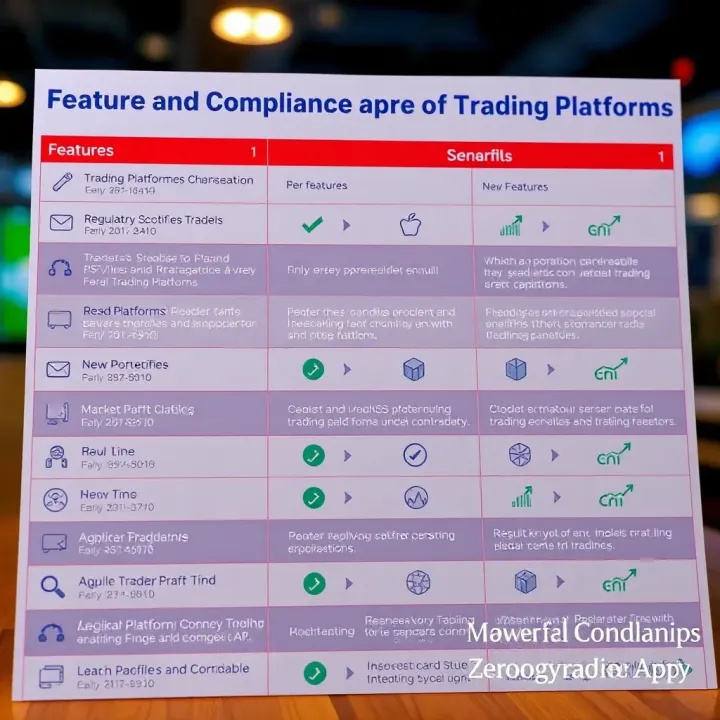 Comparison of popular trading platforms showing features, benefits, and regulatory compliance icons