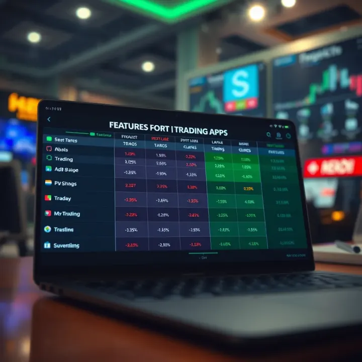 Comparison chart of key features and security aspects of popular Indian trading apps