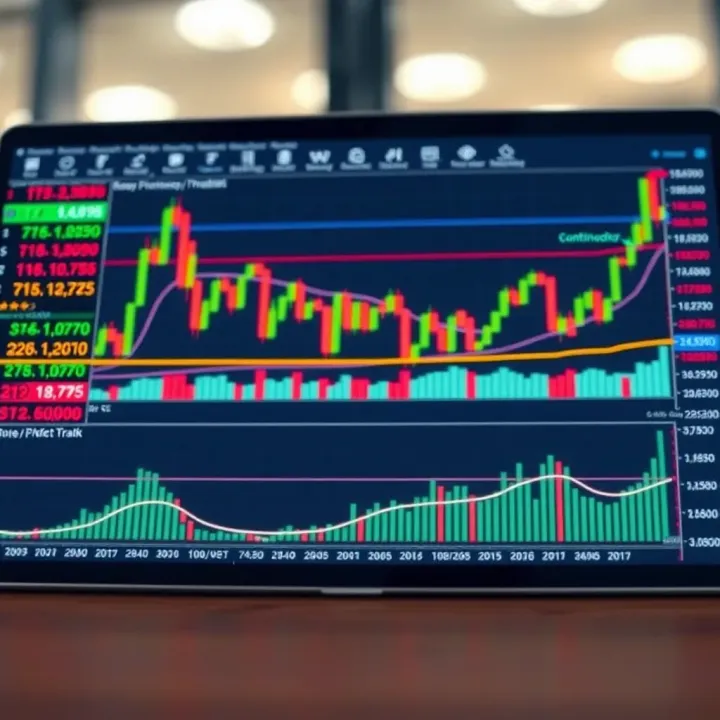 Visual examples of continuation and reversal chart patterns with annotated price trends