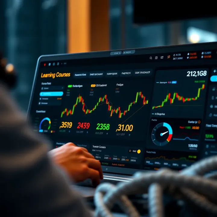 Online Forex Trading Course Dashboard with Learning Modules Screenshot of an online forex trading course dashboard with modules and progress indicators