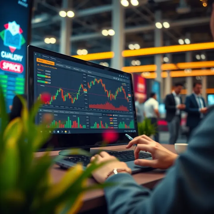 Illustration of a digital learning platform displaying options trading concepts and charts