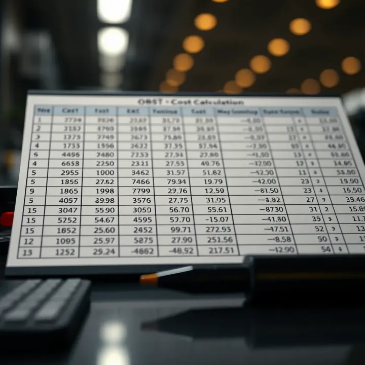 Graph showing dynamic programming table with cost calculations for constructing optimal binary search trees