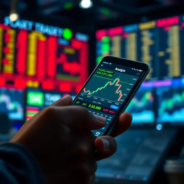 Smartphone displaying various stock market charts and financial data in India