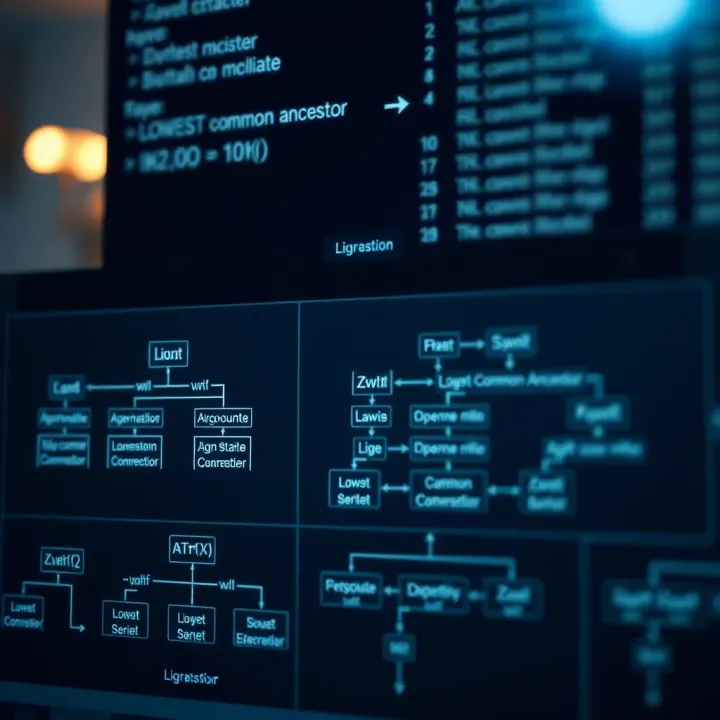 Flowchart illustrating algorithmic approach to find the lowest common ancestor in a binary tree
