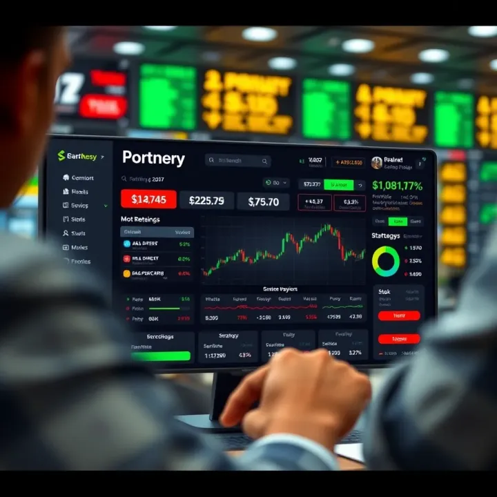 Indian Stock Paper Trading Platform Interface with Portfolio Overview User interface of an Indian stock paper trading platform displaying portfolio performance and strategy options