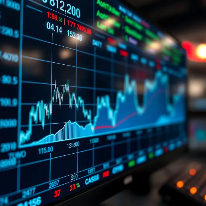 Intraday Stock Price Movements in Indian Market Graph showing stock price fluctuations in intraday trading on a digital screen