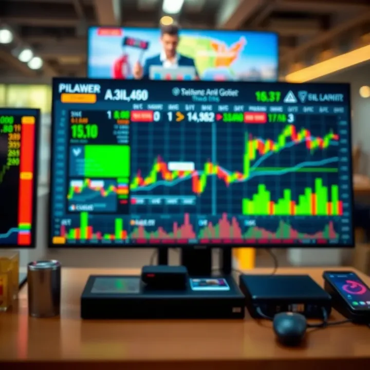 Illustration of digital trading platforms showing commodities and investment analytics