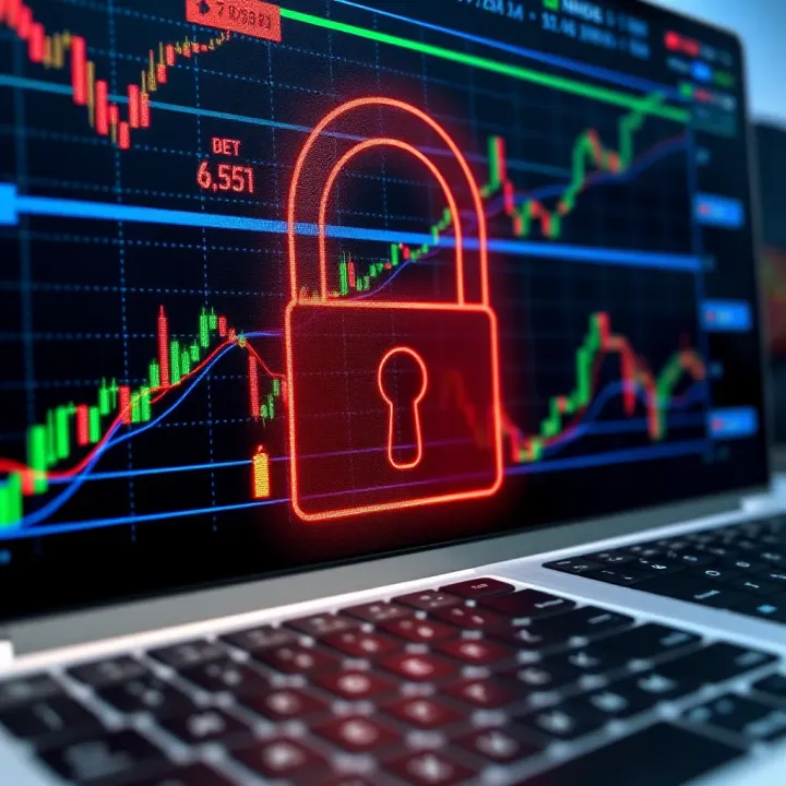 Secure digital padlock overlay on a trading platform screen symbolizing data protection