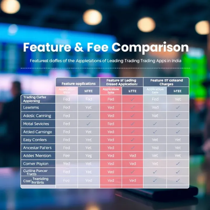 Comparison chart showing features, usability, and charges of leading trading applications