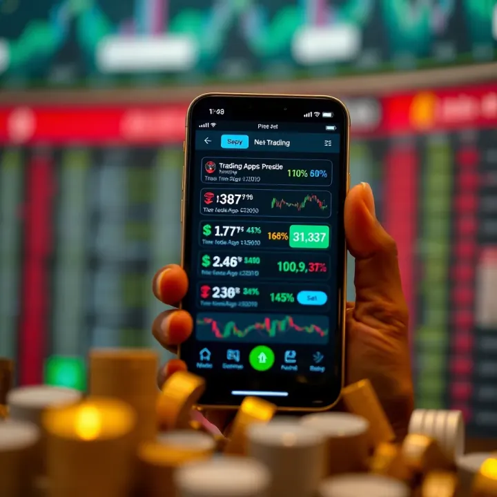 Smartphone Displaying Secure and Efficient Trading Strategies Illustration of a smartphone with financial graphs and notifications indicating safe and effective trading tips