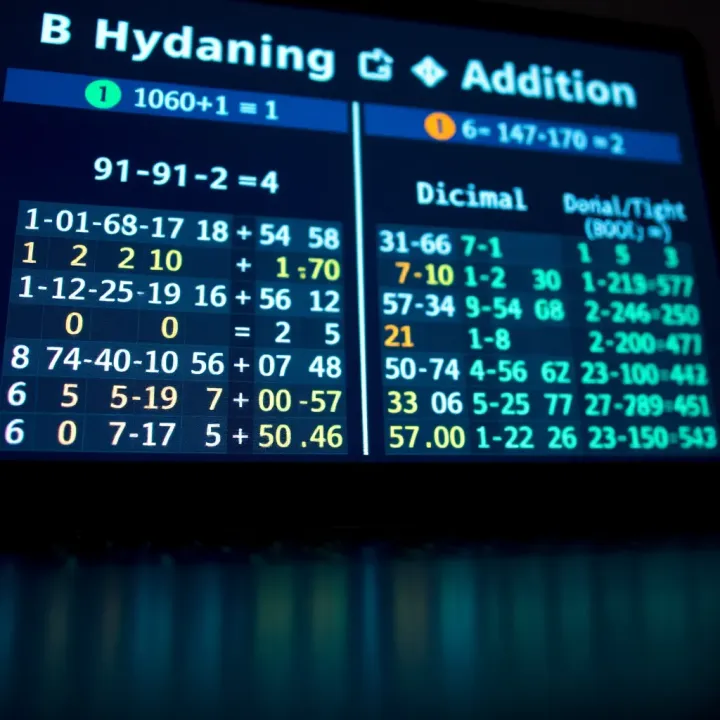 Comparison of Binary and Decimal Addition Comparison chart highlighting differences and similarities between binary and decimal addition methods