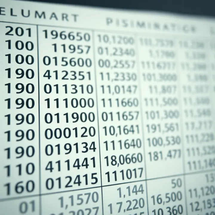 Chart converting binary numbers to decimal equivalents
