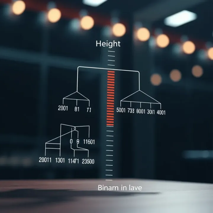 Binary Search Tree Structure With Height Visualization Diagram illustrating the structure of a binary search tree highlighting the height from root to the deepest leaf