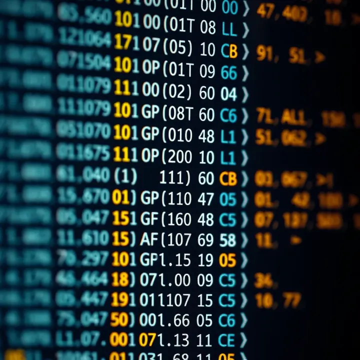 Diagram illustrating binary code conversion into ASCII characters with highlighted bits
