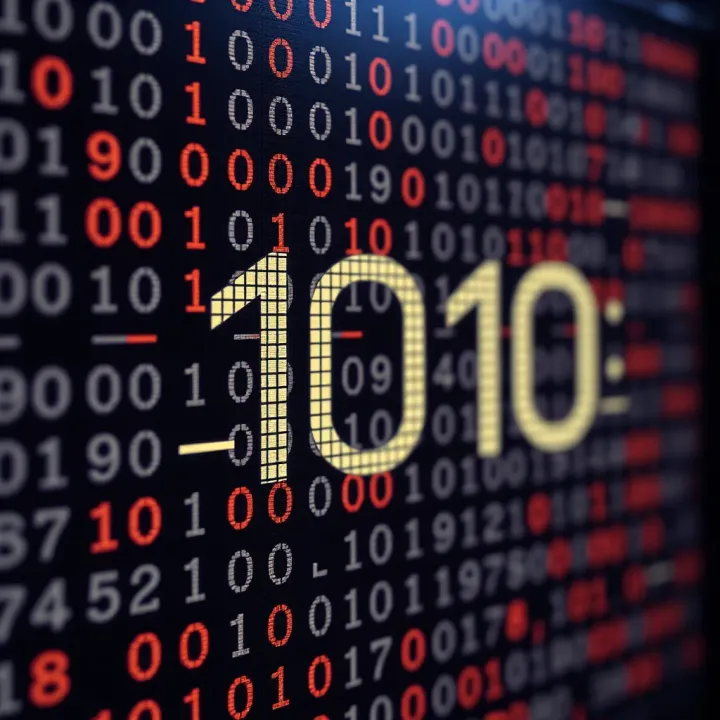 Diagram illustrating binary number system with zeros and ones representing digital data