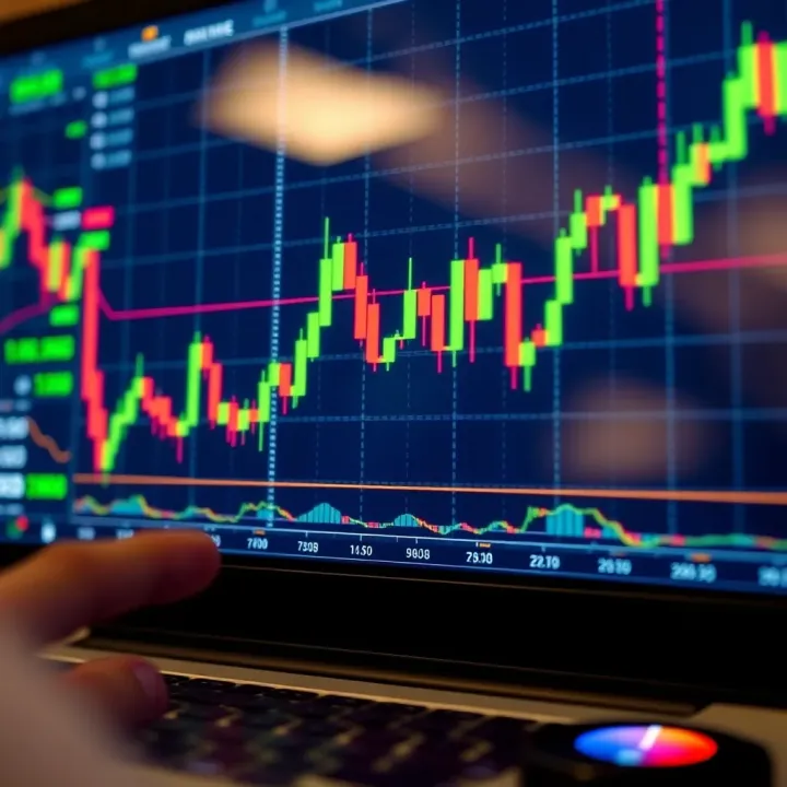 Chart showing bullish and bearish candlestick patterns on a day trading platform