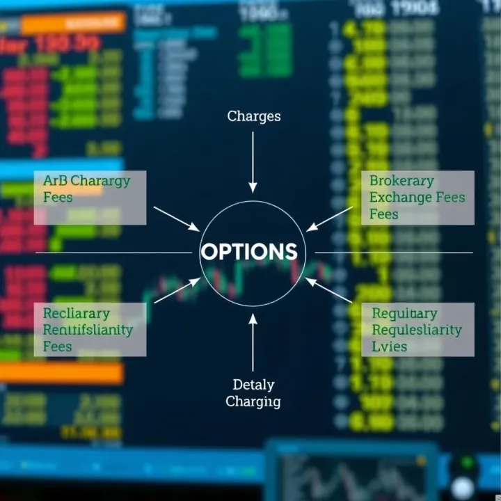 Diagram of various charges involved in options trading including brokerage, exchange fees, and regulatory levies