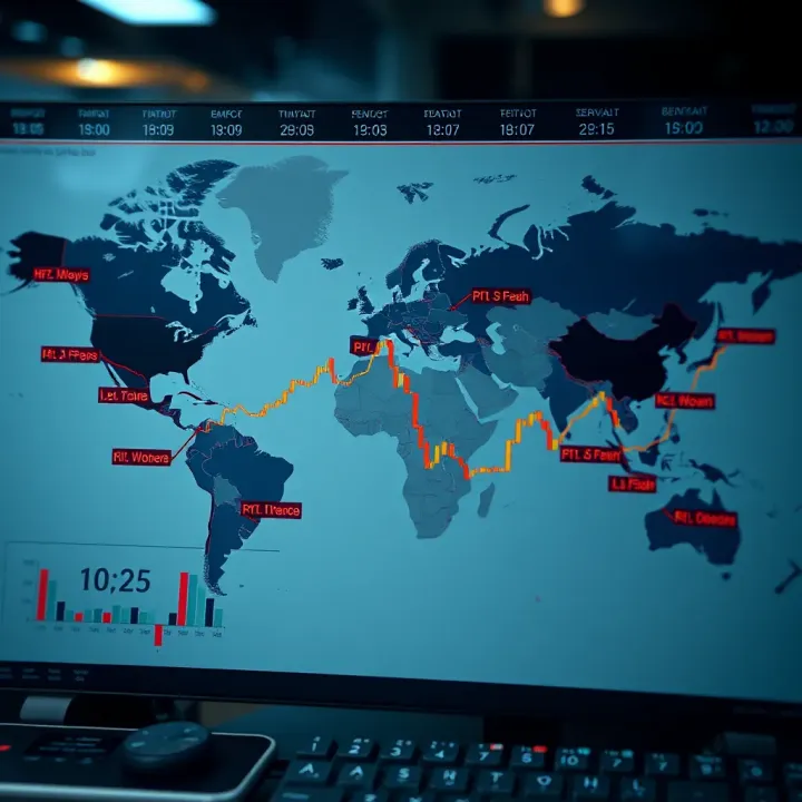 World map showing major forex trading centers with corresponding time zones